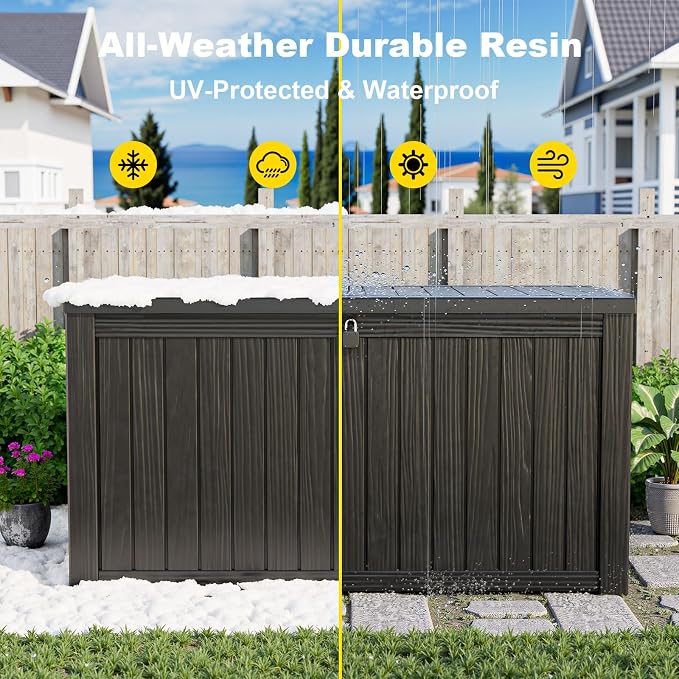 PatioZen 180 Gallon Resin Deck Box, Lockable Weatherproof Outdoor Storage Box - Image 7