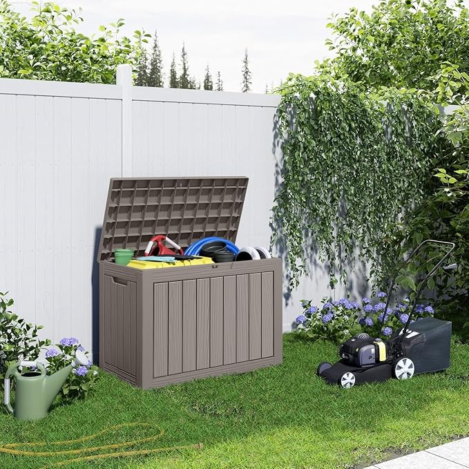 PatioZen 45 Gallon Resin Deck Box, Outdoor Lockable Storage Box - Image 5