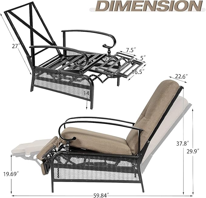 SUNCROWN Outdoor Adjustable Recliner Chair - Image 8