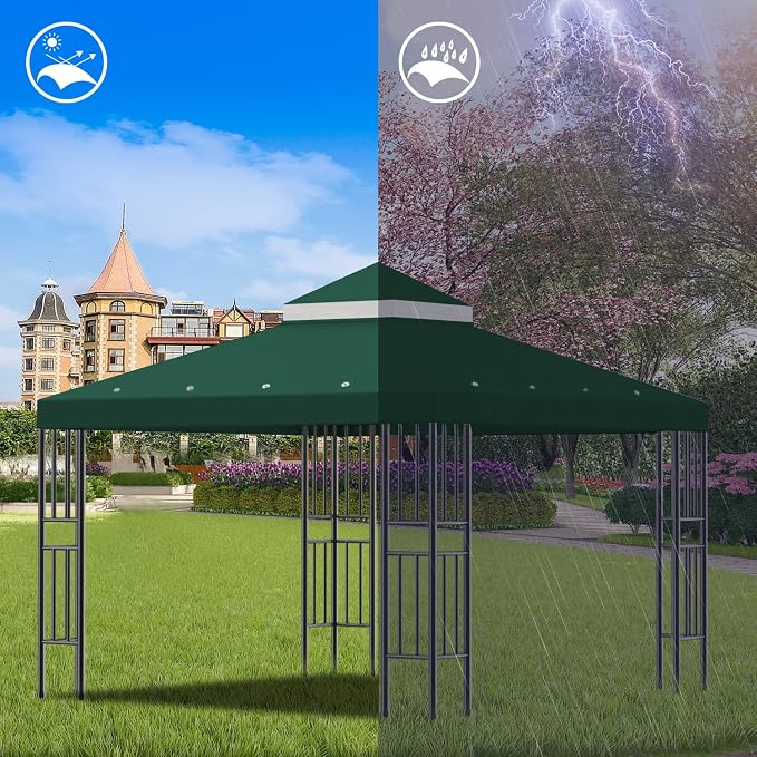 Sumfaller 10x10 FT Gazebo Replacement Canopy Top Cover | Double Tiered Canopy - Image 4