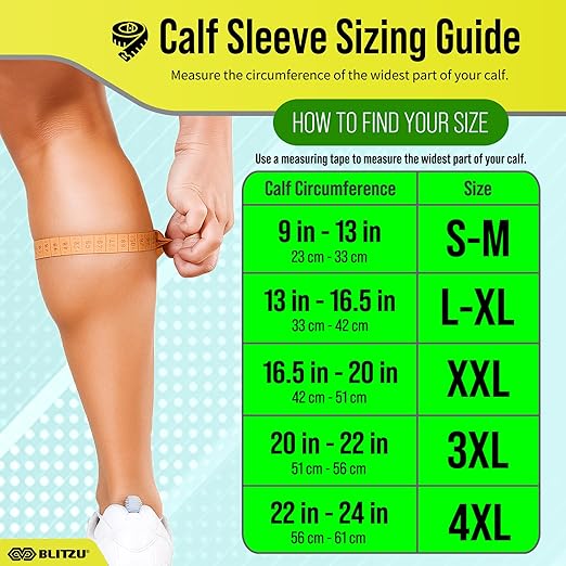 BLITZU 3 Pairs Calf Compression Sleeves for Men and Women. Footless Compression Socks & Leg Support for Running, Travel, Nursing, Fitness. Shin Splints Pain Relief & Reduce Swelling Black 3XL