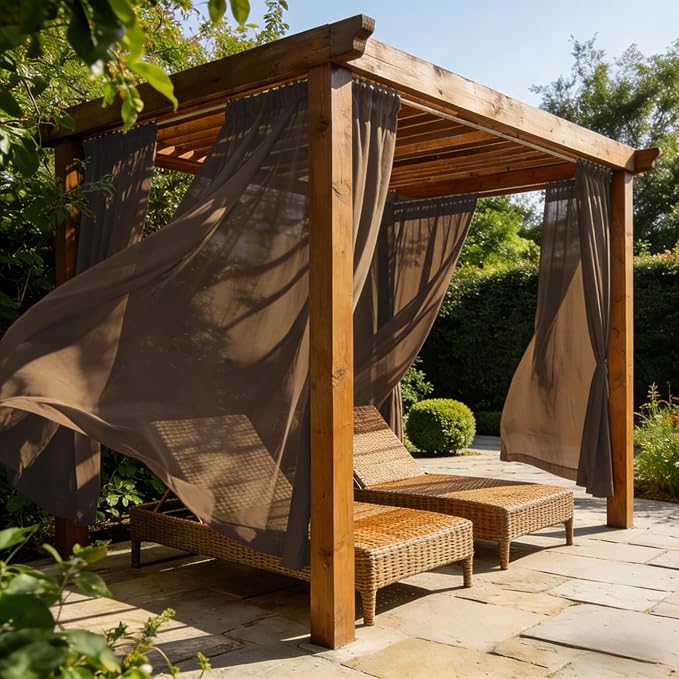 Outdoor Sheer Curtains for Patio Waterproof, 4 Panels Rod Pocket Indoor/Outdoor - Image 4