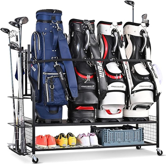 Mythinglogic Golf Bag Storage Organizer, Extra Large Golf Storage Stand for Golf Bag Accessories, Golf Storage Rack for Garage, Golf Club, Home