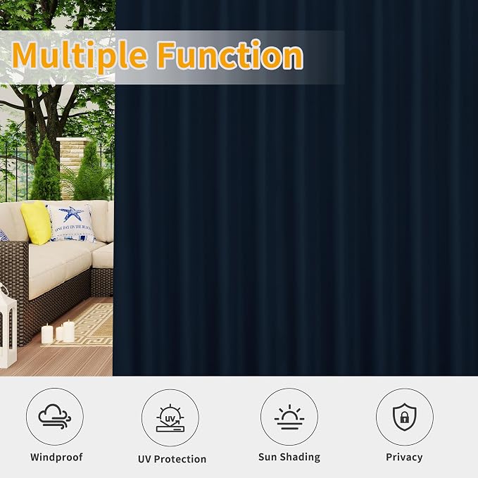Easy-Going Outdoor Patio Curtains 2 Panels, 110x84 inch, Porch and Pergola - Image 5