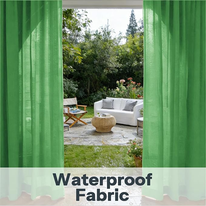 Outdoor Sheer Curtains for Patio Waterproof, 4 Panels Rod Pocket Indoor/Outdoor - Image 6
