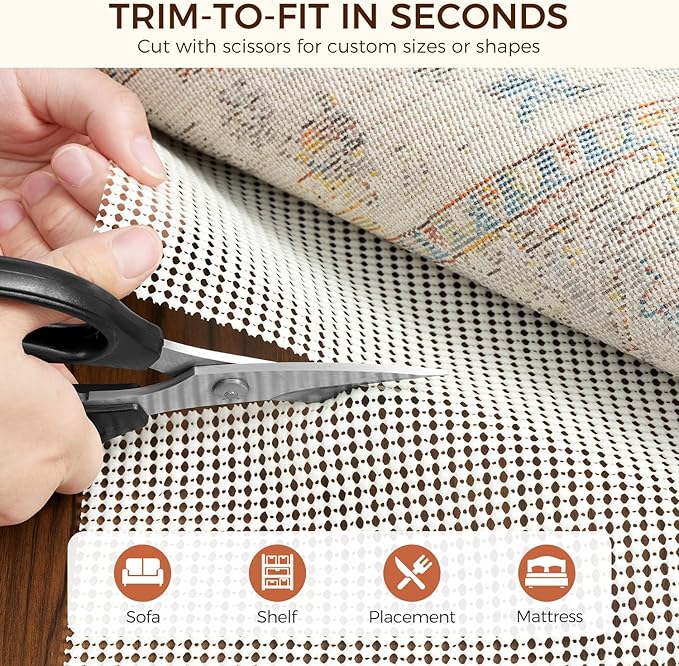BAGAIL BASICS 2.5 x 13 FT Rug Pad Gripper for Hardwood Floors, Non Slip Rug Pads for Area Rugs, Extra Thick Under Rug Padding, Protect Your Rugs & Floors