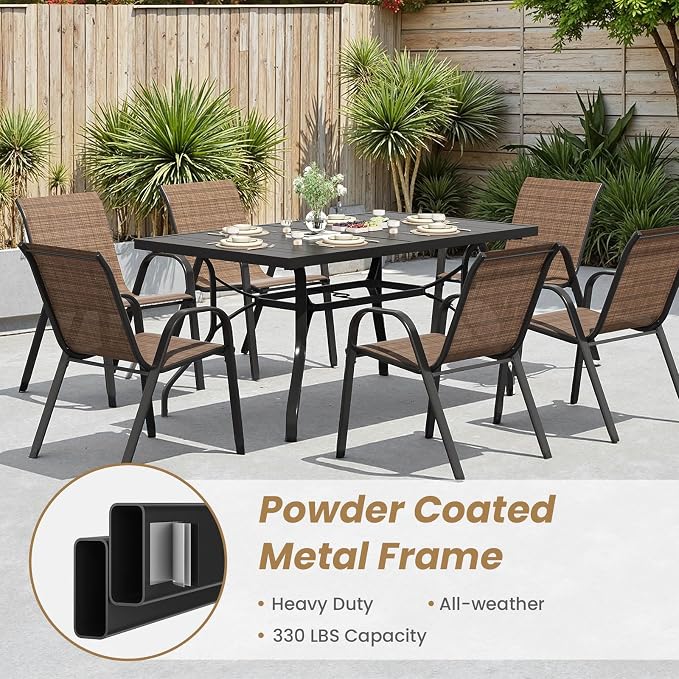 Patio Chairs Set of 6, Stackable Outdoor Chairs - Image 7