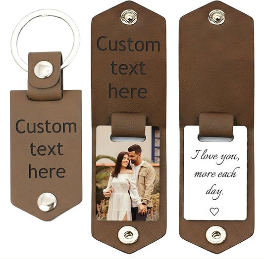Custom Keychains with Picture Personalized Photo Logo Text Customized Key Chain for Boyfriend Dad Men Women Gifts
