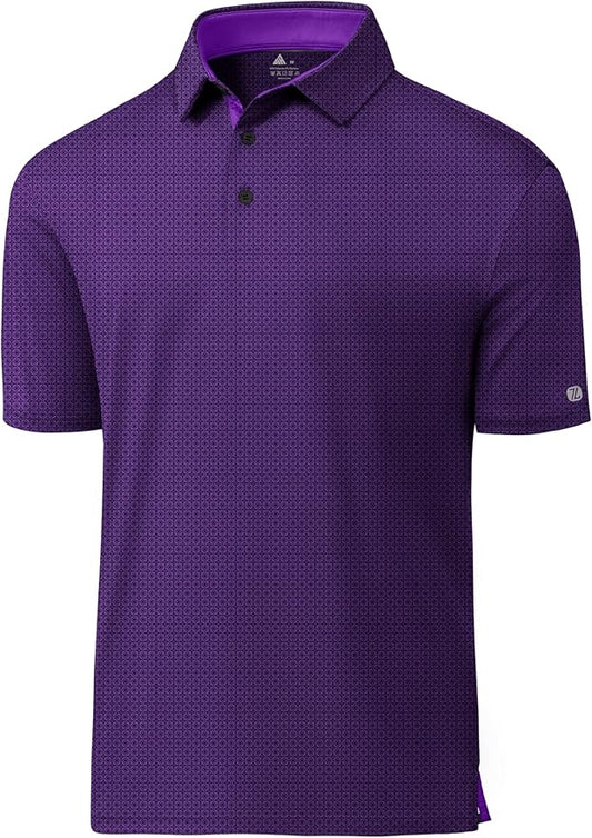 JACKETOWN Mens Polo Shirts Short Sleeve Print Dry Fit Performance Moisture Wicking Casual Collared Golf Shirts