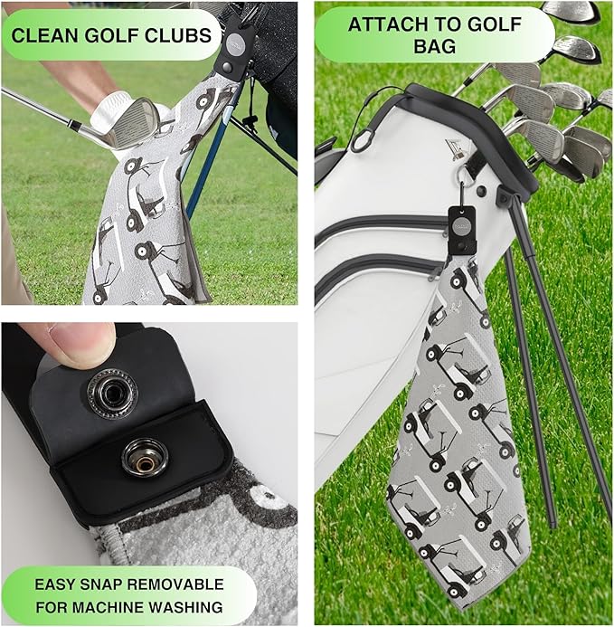 Magnetic Golf Towels for Golf Bags with Clip & Ultra Strong Magnet - Waffle Weave Microfiber Towel for Secure Hold on Bags & Carts - Ideal Club Cleaner & Accessories - Golf Cart
