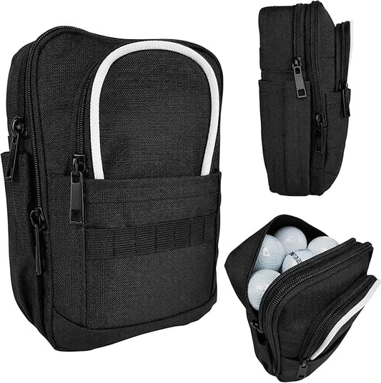 Golf Valuables Pouch & Golf Ball Carrier Bag with 3 Zipper Pockets, Holds 20–25 Balls for Tees & Accessories (Men & Women)