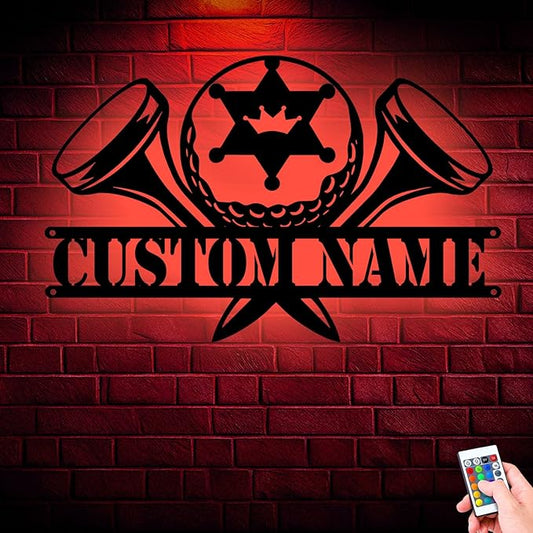 Custom Golfing Gifts, Personalized Metal Wall Art Sign with LED Lights, Unique Home Decor for Golf Lovers, Perfect Hanging Gift for Dad, Him, or Any Avid Golfer