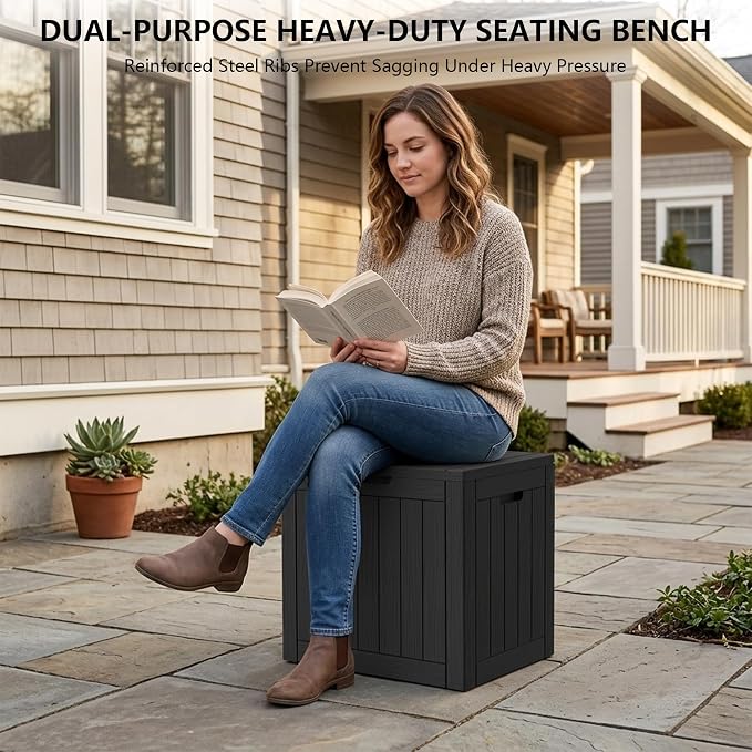 Outdoor Storage Box, 35 Gallon Waterproof Deck Box, Quick Snap-Lock Resin - Image 6