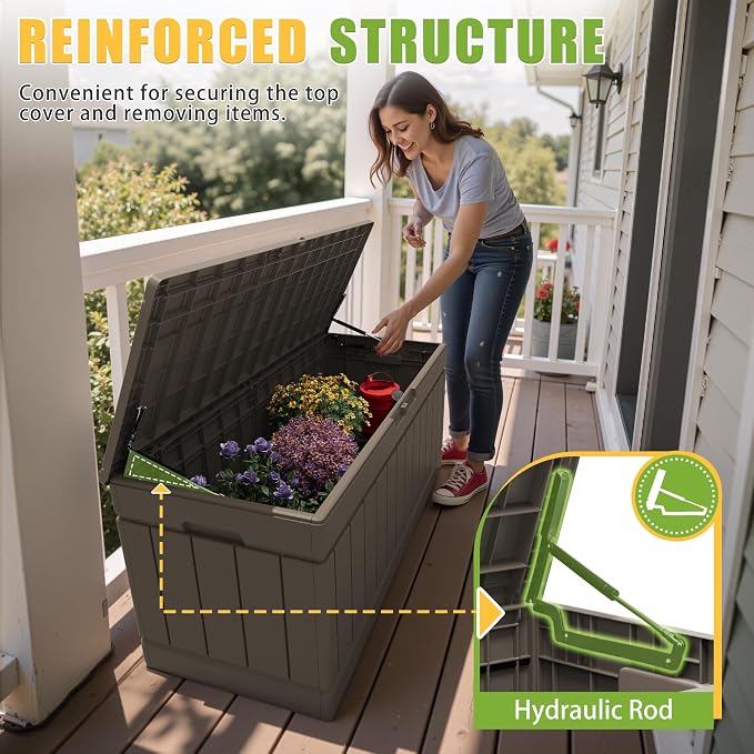 Greesum Outdoor Storage Box 82 Gallon Storage Bin - Image 2