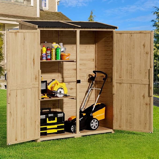 Gizoon Outdoor Cabinet, Waterproof Roof, Double Lockable Wooden Shed | 2 by Gizoon