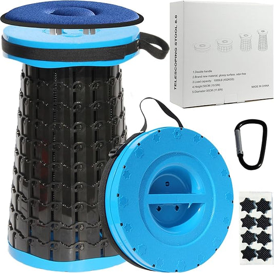 ALEVMOOM Upgraded XXL Collapsible Stool with Cushion 19.7",1000lbs Max Weight,Wider & Taller Pop Up Seat, Heavy Duty Portable Retractable Folding Chair or Travel Foot Rest for Camping & Outdoors