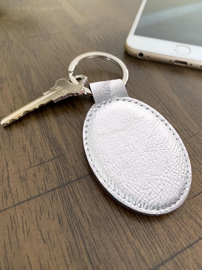 LaserGram Oval Keychain, Golf Ball, Personalized Engraving Included (Silver)