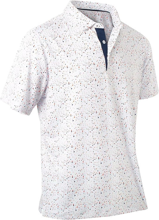 Mens Golf Shirts Quick Dry Moisture Wicking Casual Short Sleeve Performance Athletic Print Collared Stylish Men Polo Shirt
