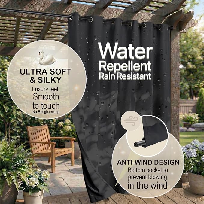 Outdoor Patio Curtain Waterproof Darkening Thermal Insulated Indoor Curtains - Image 4
