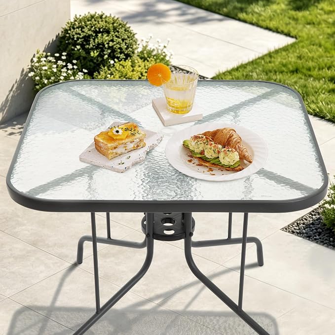 Patio Dining Table for 4 with Umbrella Hole | Outdoor 5 Piece Dining Set 36" x - Image 7