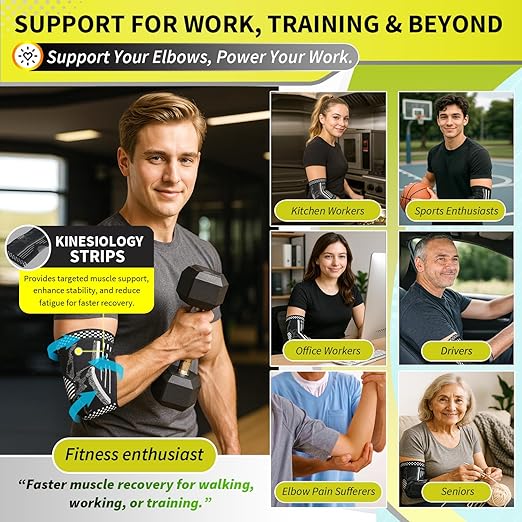 BLITZU Elbow Compression Sleeve for Tendonitis 2 Pack, Tennis Elbow Brace Support for Men and Women Golfers Elbow Pain Relief, Arthritis, Bursitis, Arm Brace for Workout, Weightlifting Purple L