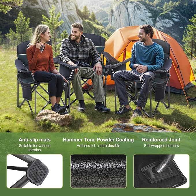LET'S CAMP Folding Camping Chair Oversized Heavy Duty Padded Outdoor Chair | - Image 7