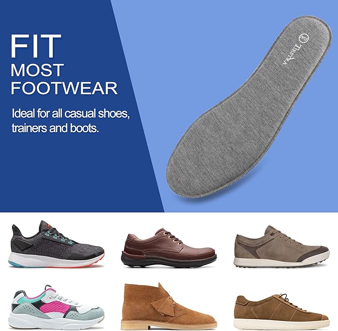 2 Pair -Shoe Inserts for Mens Memory Foam Insoles,Replacement Insoles for Work Boots Running Shoes, Cushion Shock Absorbing for Foot Pain Relief, Comfort Breathable Inner Soles 47EU,US14