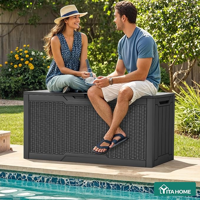 YITAHOME 80 Gallon Outdoor Storage Box | Large Water Resistant Resin Deck Box - Image 2