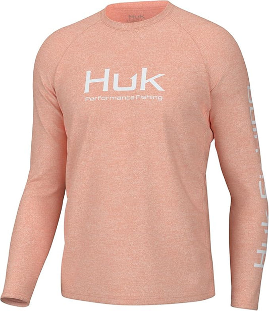 HUK Mens Pursuit Heather Long Sleeve Shirt, Fishing Shirt for Men