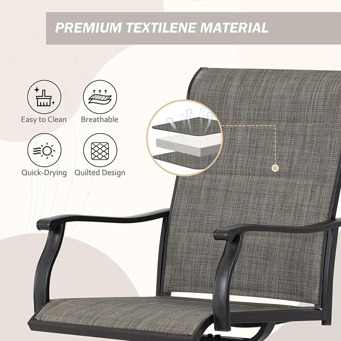 Outdoor 360-degree Swivel Dining Chairs Set of 6, Ergonomic Designed, Breathable - Image 5