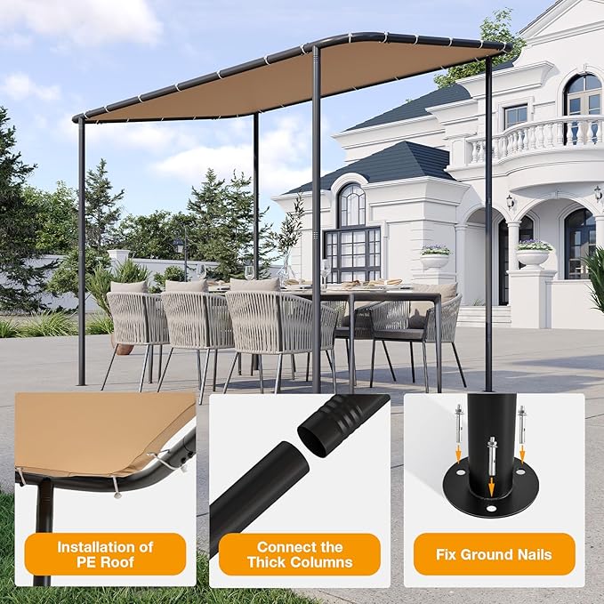 10x6 Lean to Pergola Outdoor Gazebo - Image 6