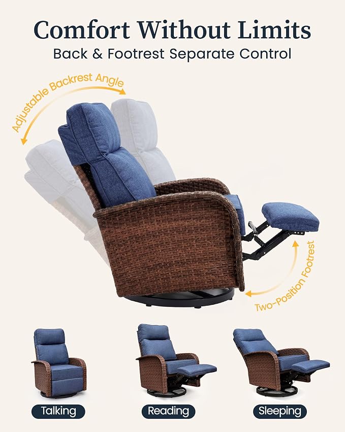Resort-Grade Recliners Patio Furniture, 6.2" Ultra Thick Cushions | Heavy Duty - Image 5