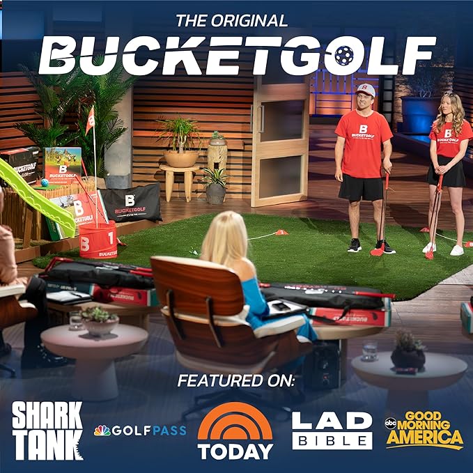 bucketgolf Original Game 3 Hole Travel Set with Clubs - #1 New Backyard Golf Game for The Yard and All Ages Adults and Kids. Beach, Park, School. (1 Right + 1 Left Club)