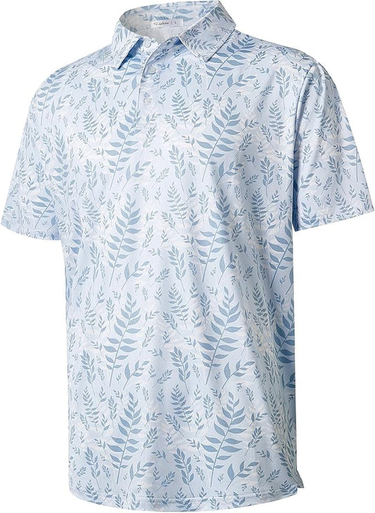 zeetoo Men's Polo Shirts Hawaiian Golf Polos Shirts Short Sleeve Performance Moisture Wicking Mens Golf Shirts