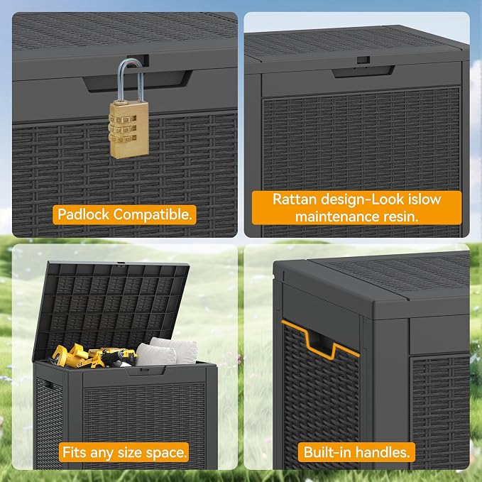 31 Gallon Outdoor Storage Box, Resin Deck Boxes Indoor and outdoor, Waterproof - Image 3