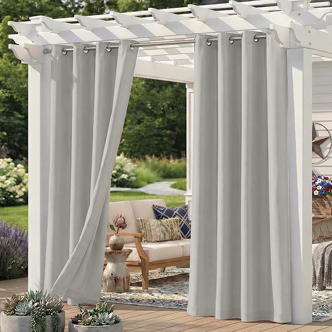 Set of 4 Outdoor Curtains for Patio Waterproof, Breathable Grommet Panels for by Sunshelf