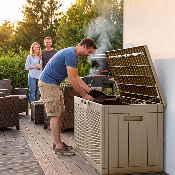 Flamaker Outdoor Storage Box 100 Gallon Waterproof Resin Deck Box | Large - Image 5