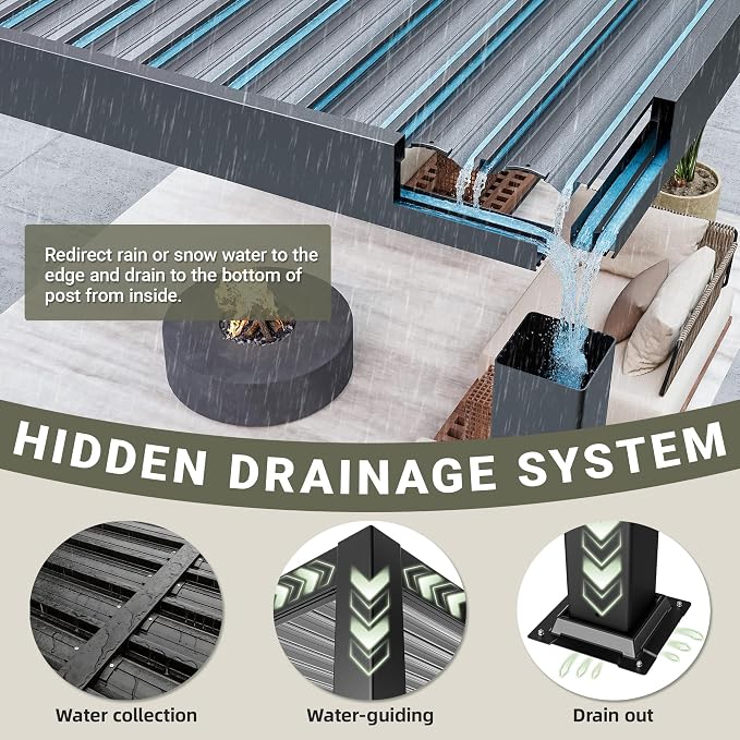 Airwire 12'x20' Louvered Pergola Aluminum Frame Gray | Outdoor Pergola - Image 5