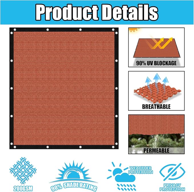 Amagenix 90% Pergola Shade Cover 15' X 24' Sun Shade Cloth - Image 3
