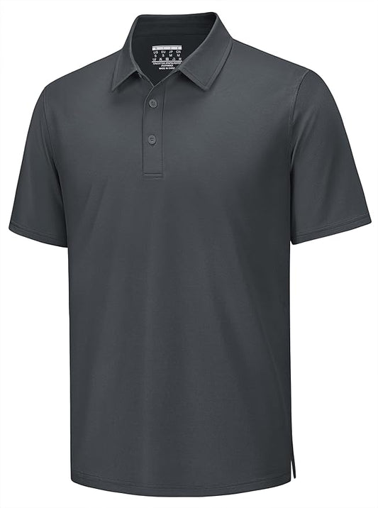 TACVASEN Mens Polo Shirts Short Sleeve Pique 3 Buttons Golf Polo Cooling Performance Moisture Wicking Shirt