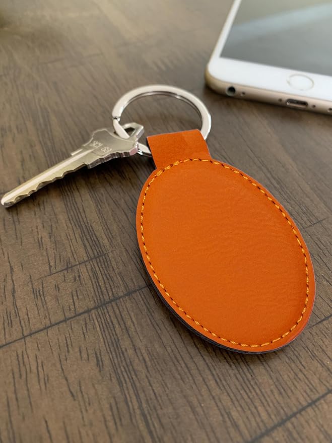 LaserGram Oval Keychain, Off Road Racer, Personalized Engraving Included (Orange)