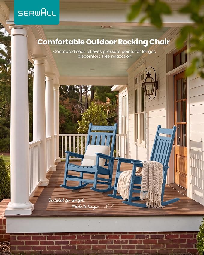 SERWALL Outdoor Rocking Chair, Oversized Rocking Chair - Image 9