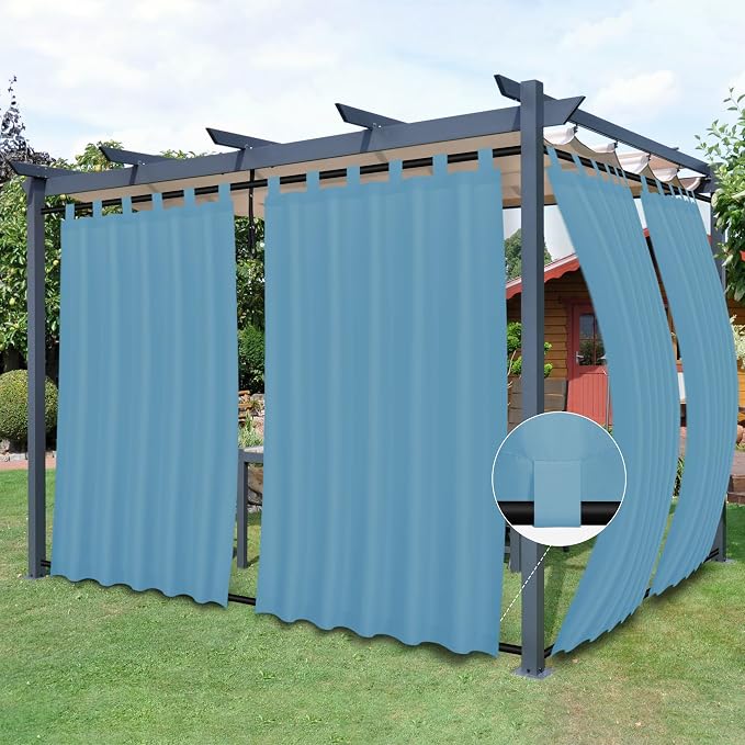 Easy-Going Outdoor Patio Curtains 2 Panels, 54x84 inch, Sky Blue | Privacy by Easy-Going