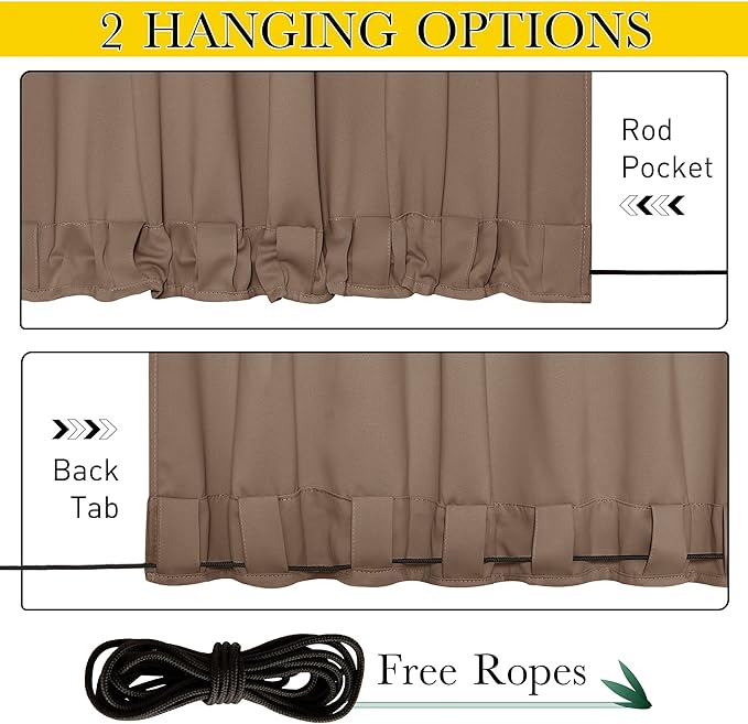 NICETOWN 2 Panels Outdoor Curtains Bottom Fixed - Image 4