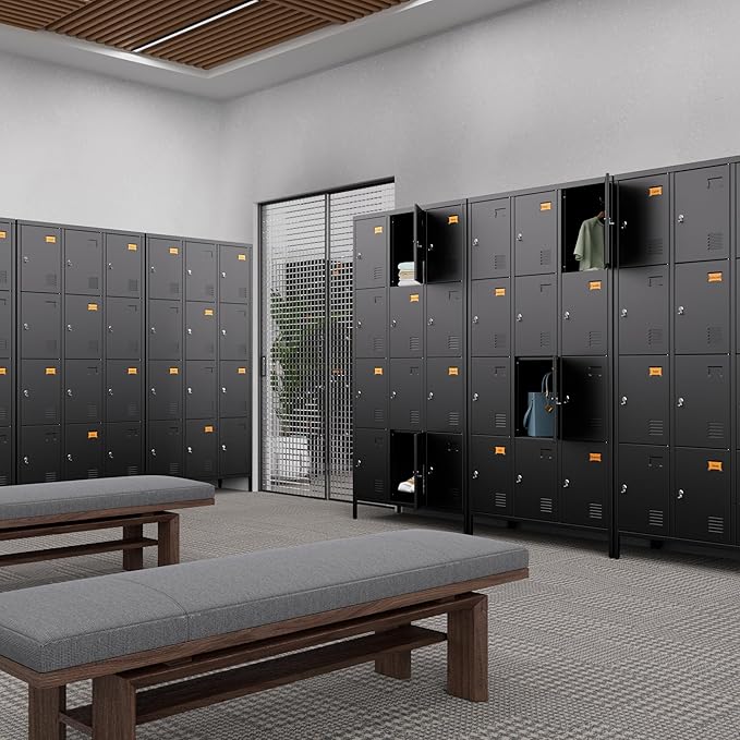 METAN Metal Locker for School Office Gym Bedroom, 12 Doors Black Steel Storage Locker Cabinet for Employees, Industrial Storage Locker, Assembly Required (12 Door-Black)