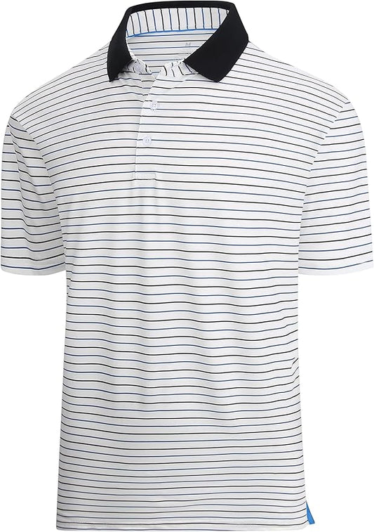 Esabel.C Jacquard Golf Shirts for Men Moisture Wicking Short Sleeve Performance Dry Fit Active Mens Polo Shirts