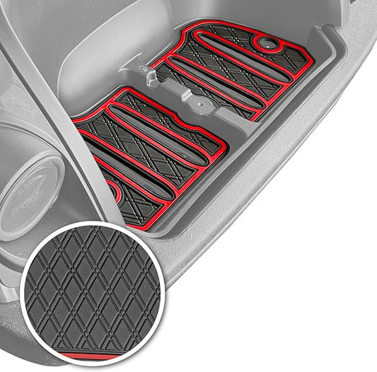 Xtreme Mats Bag Well Mat Rubber Liner Insert Protects Plastic Surfaces from Scuffs for Golf Carts - Compatible with Yamaha DR2 Drive2 EFI QuieTech - RED Trim