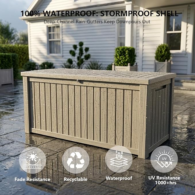 Outdoor Storage Box, 200 Gallon Waterproof Deck Box, Premium Hydraulic Cushion - Image 5
