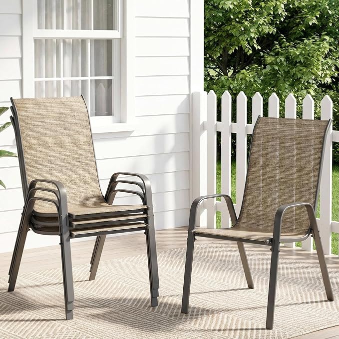 TLSUNNY Patio Chair, Outdoor Stackable Textilene Chairs Set of 4, by TLSUNNY