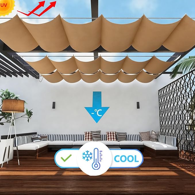 Retractable Waterproof Wave Awning Cover 9' x 6' - Image 2